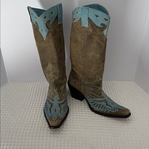 WOMENS MIA Rockstar Thunderbird rustic distressed suede cowboy boots SZ 9